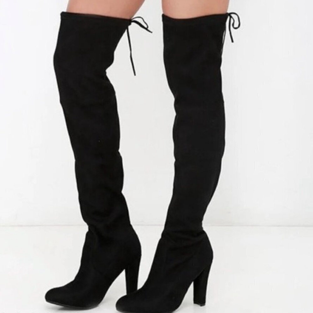 Steve Madden 6 Black Over-the-Knee Soft Microsuede Boots - Picture 9 of 9